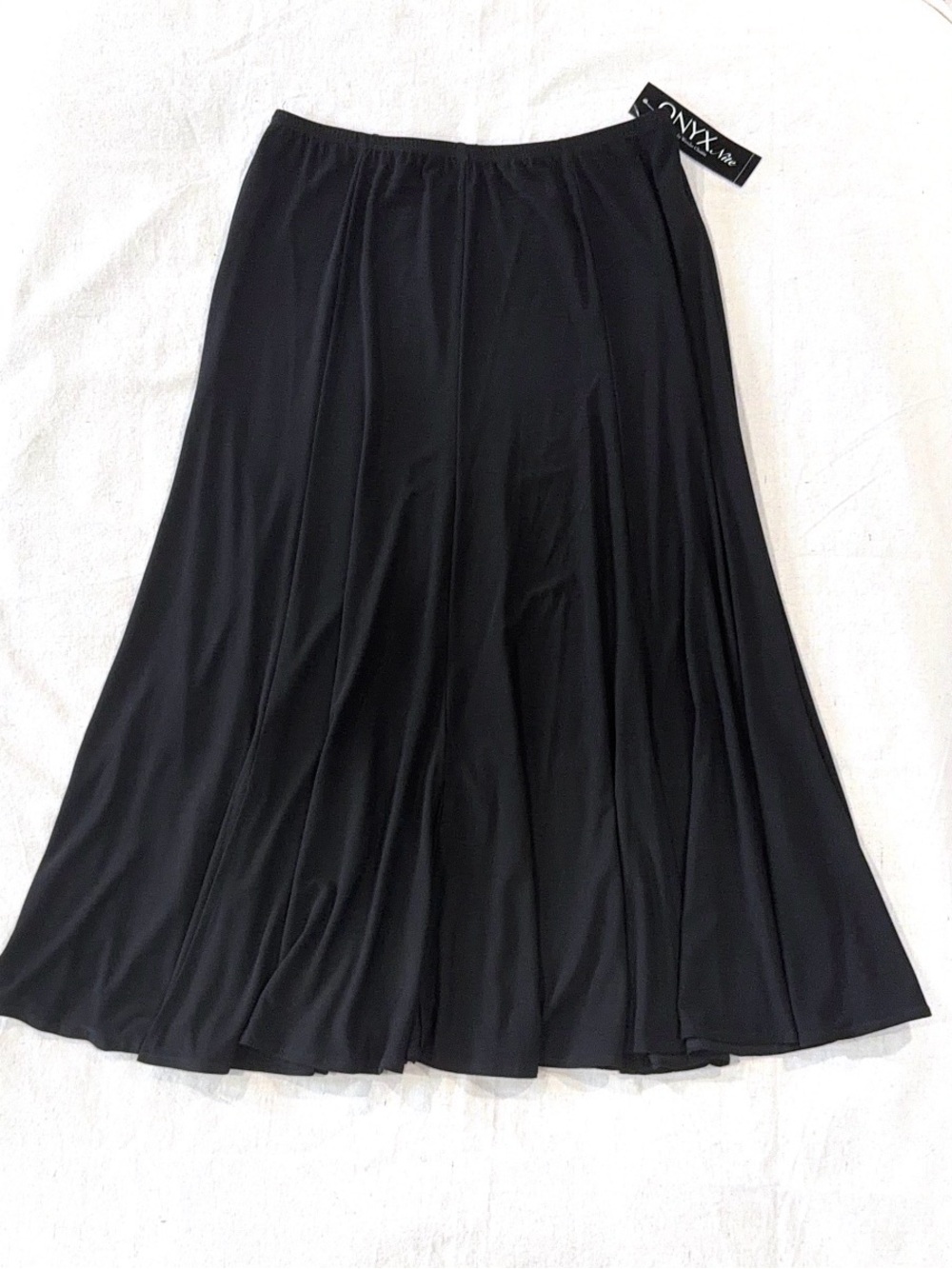 Onyx Black Maxi Skirt with Flowing A-Line Panels (F6)